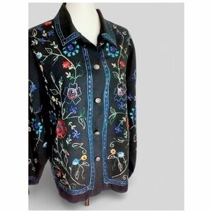 Vintage Silk Poly Embroidered Shirt Jacket Women’s PL